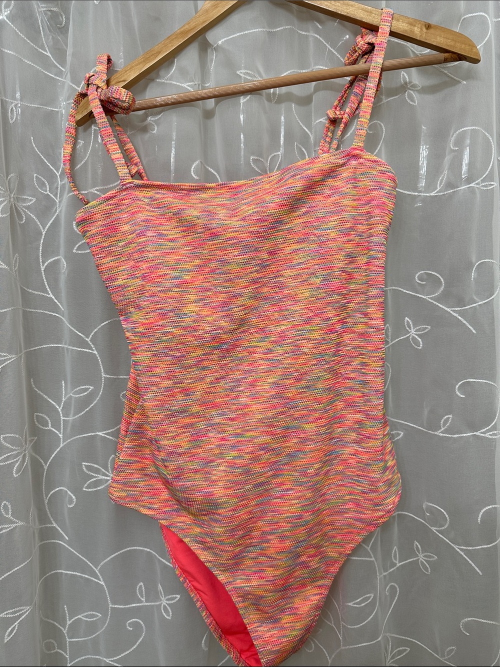 Aerie space dyed Multicolor One-Piece cheeky Swimsuit with Tie Straps